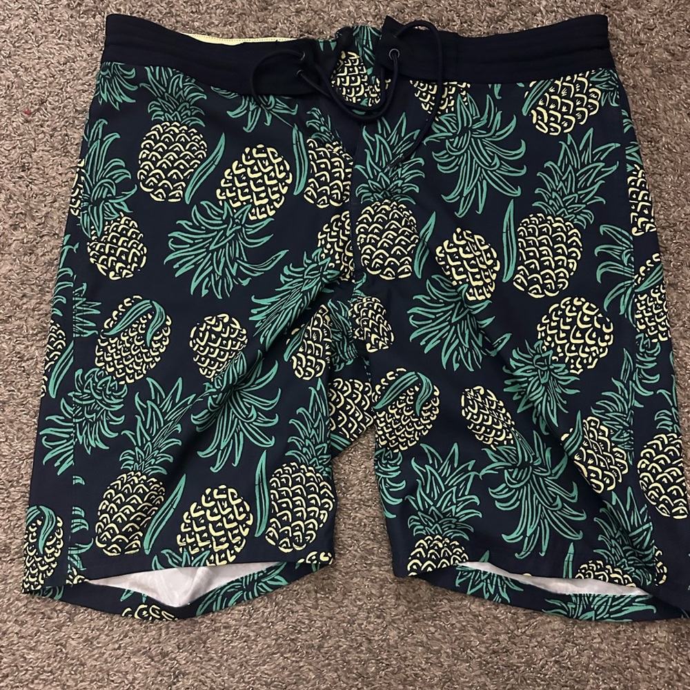 Old Navy Green and Yellow Swim Trunks with Pineapple Print